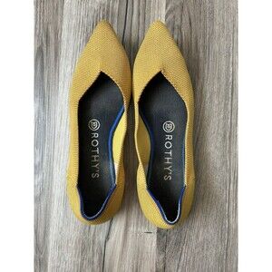Rothy's The Point Mustard Yellow Knit Pointed Toe Flats Shoes Women's 8 Marigold